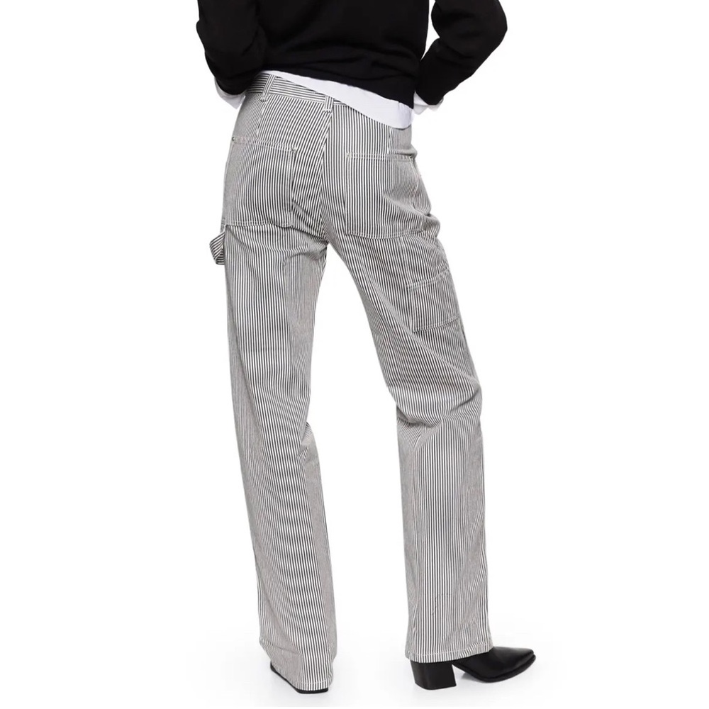 Mango Striped Carpenter Denim Pants